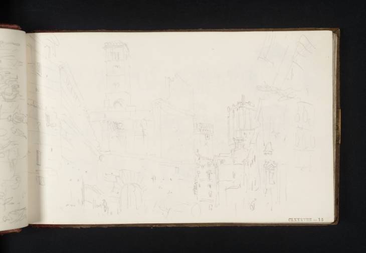 Joseph Mallord William Turner, ‘Arco dei Pantani and the Temple of Mars Ultor, Rome, from the Via di Tor de'Conti’ 1819
