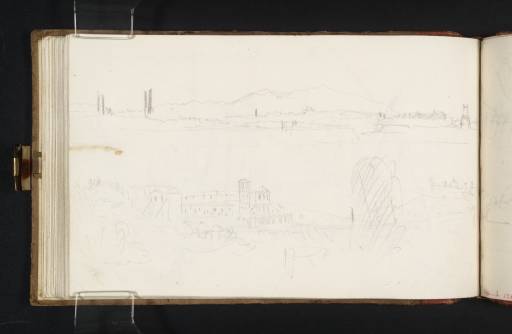 Joseph Mallord William Turner, ‘Two Views of the River Tiber near Mount Aventine, Rome, including the Basilica of San Paolo fuori le mura’ 1819