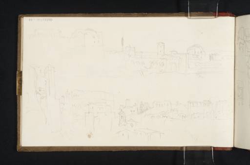 Joseph Mallord William Turner, ‘Two Views from near Piazza di San Giovanni in Laterano, Rome; with Santi Quattro Coronati and the Colosseum; and a Distant View of the Temple of Minerva Medica’ 1819