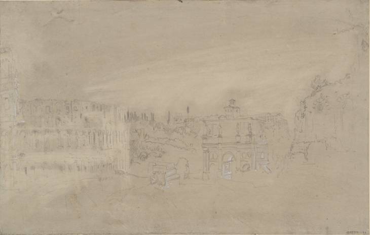 Joseph Mallord William Turner, ‘The Colosseum and the Arch of Constantine, Rome, from the Temple of Venus and Roma’ 1819