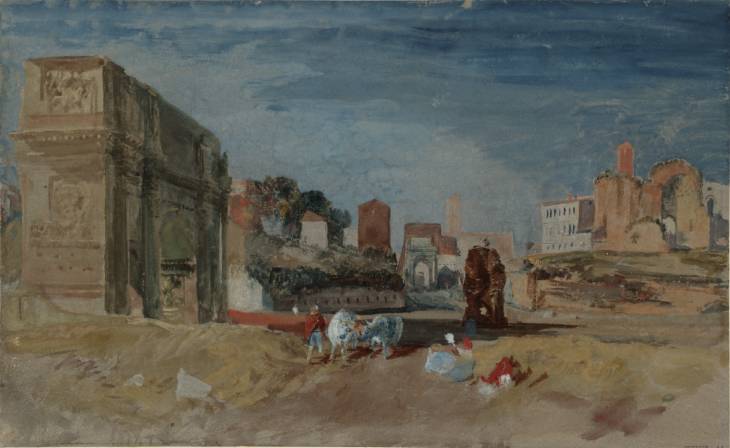 Joseph Mallord William Turner, ‘View of the Arch of Titus and the Temple of Venus and Roma, from the Arch of Constantine and the Meta Sudans, Rome’ 1819