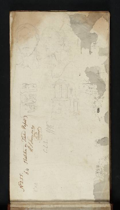 Joseph Mallord William Turner, ‘Two Sketches of the Head of Christ, Then Attributed to Michelangelo, in Sant'Agnese fuori le mura, Rome; the So-Called Sedia del Diavolo; and details from a Bas-Relief’ 1819