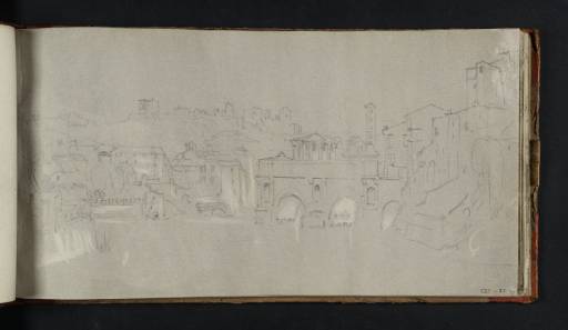 Joseph Mallord William Turner, ‘View from the Isola Tiberina, Rome, with the Ponte Rotto and the Palatine Hill’ 1819