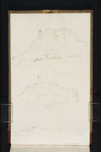 Joseph Mallord William Turner, ‘Three Sketches on the Road Between Rome and Florence, Including the Castle of Montecchio Vesponi; Castiglion Fiorentino; and a Distant View of Arezzo’ 1819
