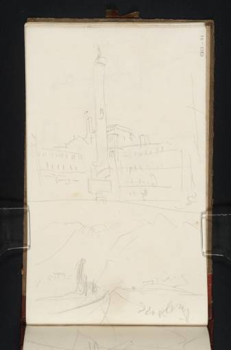 Joseph Mallord William Turner, ‘The Column of Marcus Aurelius and the Piazza Colonna, Rome; and a Mountainous Scene’ 1819