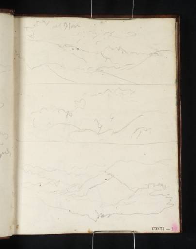 Joseph Mallord William Turner, ‘Three Sketches of Mountains near ?Mont Cenis; One with Mont Blanc in the Distance’ 1820