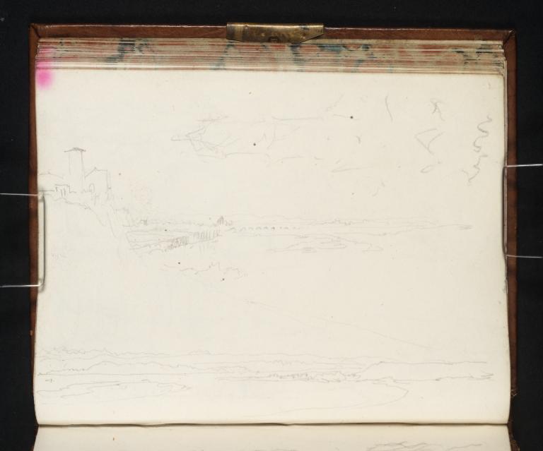 Joseph Mallord William Turner, ‘Two River Landscapes, Including a Distant View of Lyon; and a Study of a Tower at Lyon’ 1820