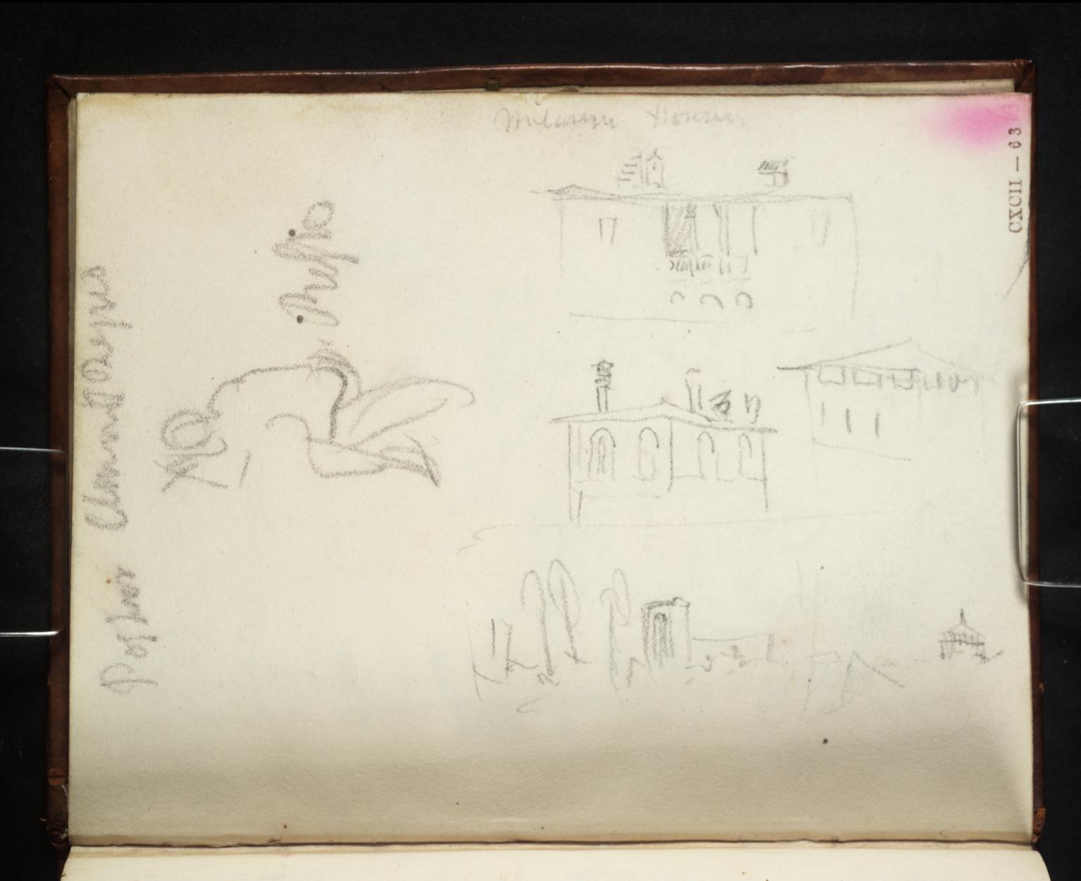 Studies of Buildings in Milan, Including the ?Castello Sforzesco; and a Study of a Seated Figure