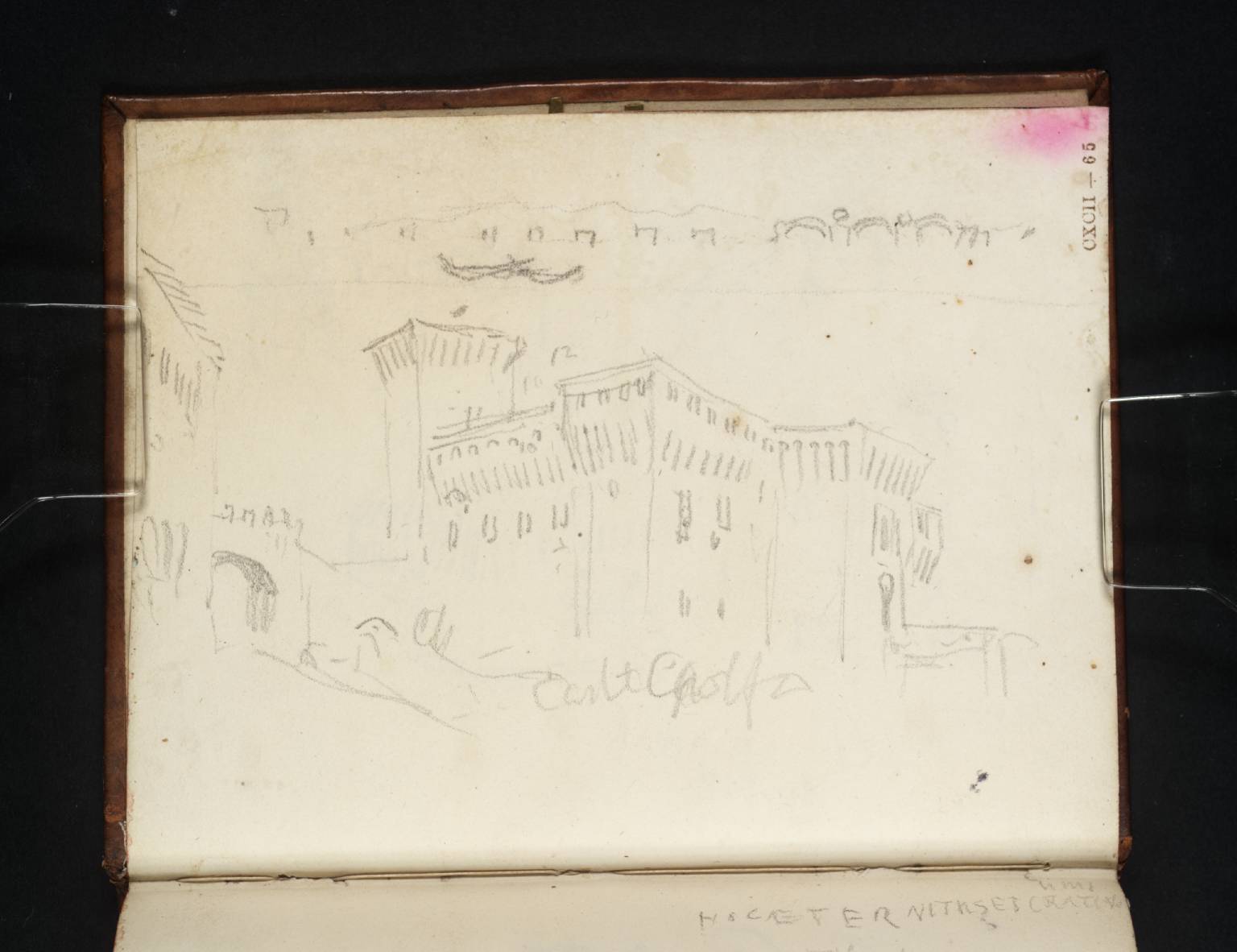 Study of an Italian Rocca; and a View of a Lake or River