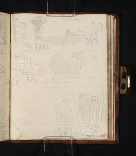 Joseph Mallord William Turner, ‘Sketches of Three Paintings by Claude in the Palazzo Pallavicini-Rospigliosi, Rome’ 1819