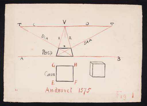 Joseph Mallord William Turner, ‘Lecture Diagram: Perspective Method for a Cube by Jacques Androuet du Cerceau’ c.1823-28