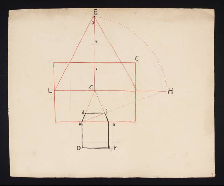 Joseph Mallord William Turner, ‘Lecture Diagram: Method for a Cube’ c.1818-28