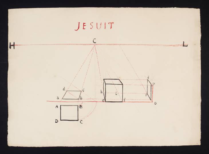 Joseph Mallord William Turner, ‘Lecture Diagram: Perspective Method for a Cube by Jean Dubreuil ('The Jesuit')’ c.1823-8