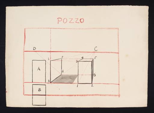 Joseph Mallord William Turner, ‘Lecture Diagram: Perspective Method for a Cube by Andrea Pozzo’ c.1823-8