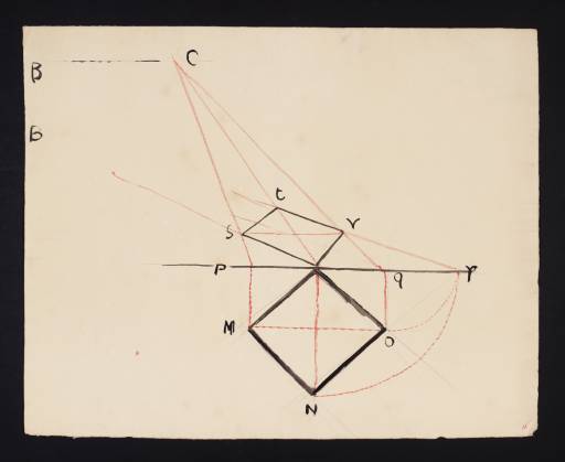 Joseph Mallord William Turner, ‘Lecture Diagram: Perspective Method for a Cube’ c.1816-28