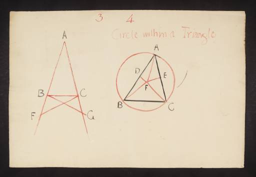 Joseph Mallord William Turner, ‘Lecture Diagram: 'Euclid's Elements of Geometry', Book 1, Proposition 5 and Book 4, Proposition 5’ c.1817-28