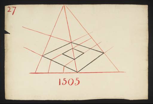 Joseph Mallord William Turner, ‘Lecture Diagram 27: Perspective Method for a Cube (after Jean Pélerin)’ c.1810