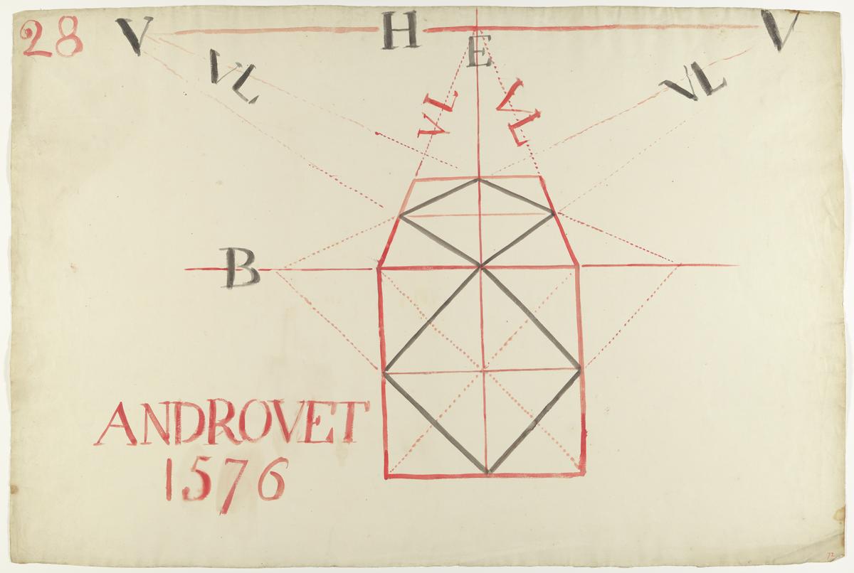 Joseph Mallord William Turner, ‘Lecture Diagram 28: Perspective Method for a Cube (after Jacques Androuet du Cerceau)’ c.1810