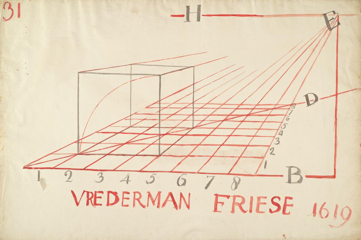 Joseph Mallord William Turner, ‘Lecture Diagram 31: Perspective Method for a Cube (after Jan Vredeman de Vries)’ c.1810