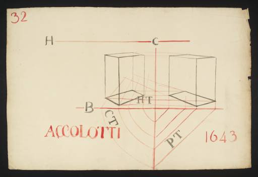 Joseph Mallord William Turner, ‘Lecture Diagram 32: Perspective Method for a Cube (after Pietro Accolti)’ c.1810