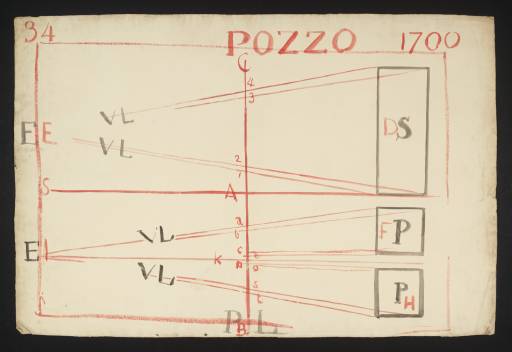 Joseph Mallord William Turner, ‘Lecture Diagram 34: Perspective Method for a Cube (after Andrea Pozzo)’ c.1810