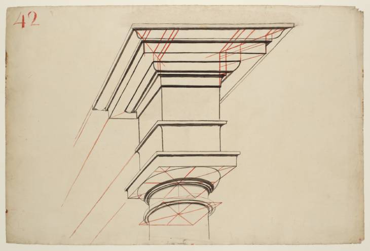 Joseph Mallord William Turner, ‘Lecture Diagram 42: Perspective Construction of a Tuscan Entablature’ c.1810