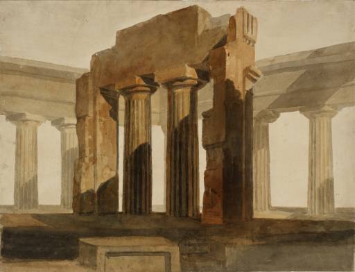 Joseph Mallord William Turner, ‘Lecture Diagram 52*: The Temple of Neptune at Paestum (?after Giovanni Battista Piranesi)’ c.1810