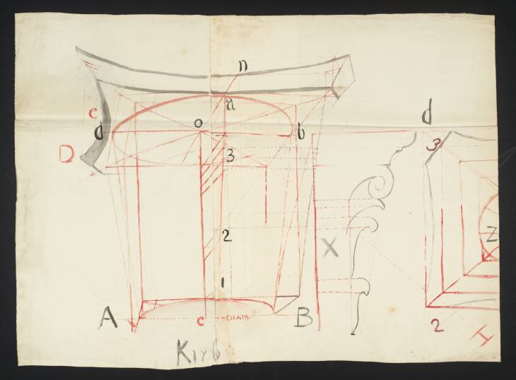 Joseph Mallord William Turner, ‘Lecture Diagram: Perspective Construction of a Corinthian Capital’ c.1822-8