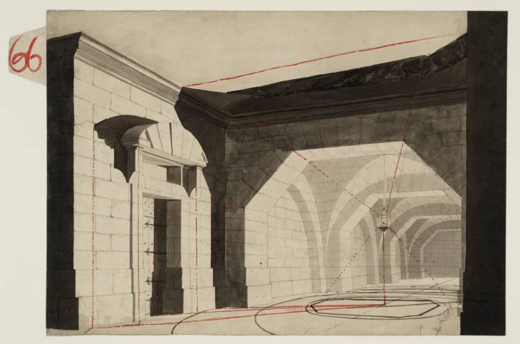 Joseph Mallord William Turner, ‘Lecture Diagram 66: Interior of a Prison (after Giovanni Battista Piranesi)’ c.1810