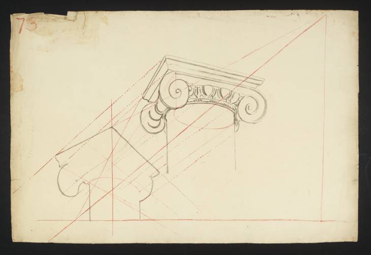 Joseph Mallord William Turner, ‘Lecture Diagram 73: Perspective Construction of an Ionic Capital’ c.1810