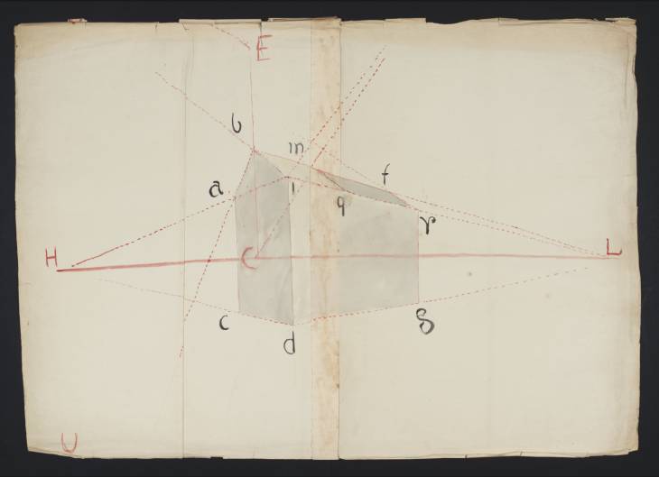 Joseph Mallord William Turner, ‘Lecture Diagram: Building in Perspective with Vanishing Lines’ c.1823-8