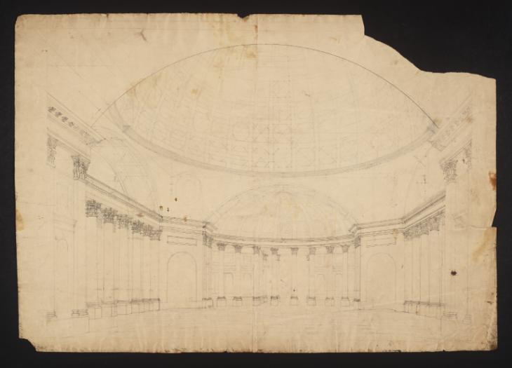 Joseph Mallord William Turner, ‘A Hall with Corinthian Colonnades and a Coffered Dome’ c.1810-28