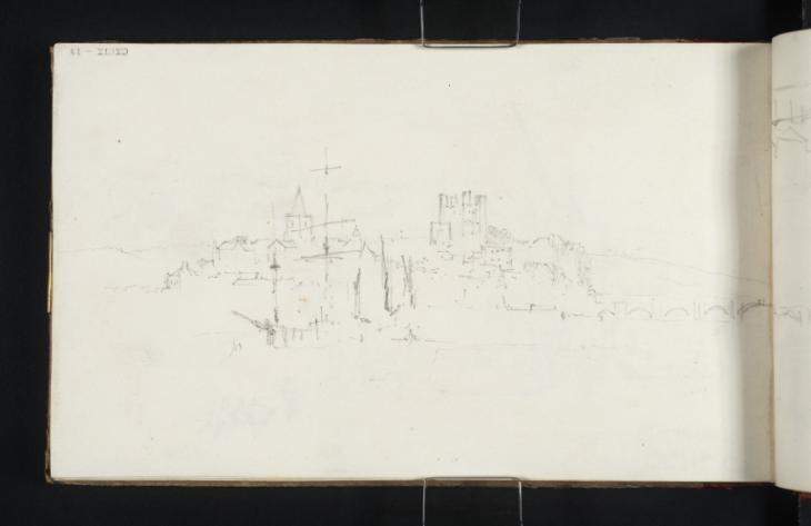 Joseph Mallord William Turner, ‘Rochester Castle and Bridge, from the North’ c.1821