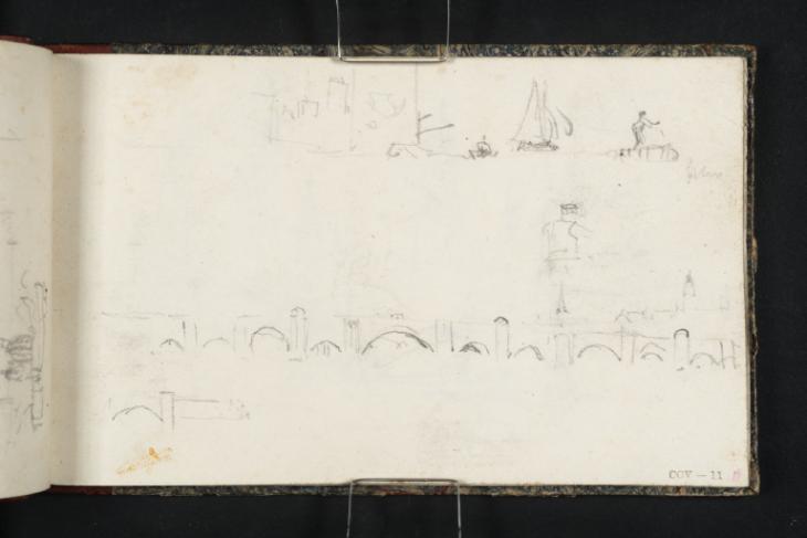 Joseph Mallord William Turner, ‘Old London Bridge; Boats in the Pool of London; a Figure Study’ ?1824