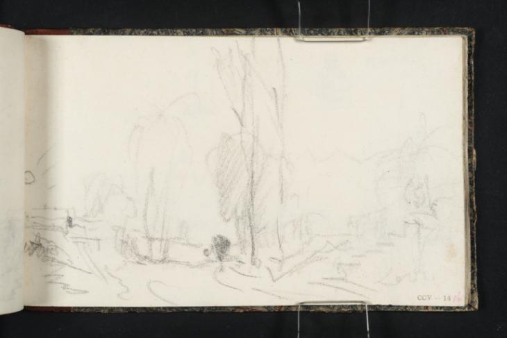 Joseph Mallord William Turner, ‘A Wooded Landscape with a Road and Steps, Perhaps near the River Thames’ c.1823-4