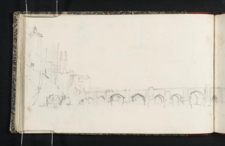 Joseph Mallord William Turner, ‘Old London Bridge above the Pool of London, from the Southwark Side with St Magnus the Martyr's Church and St Paul's Cathedral Beyond’ ?1824