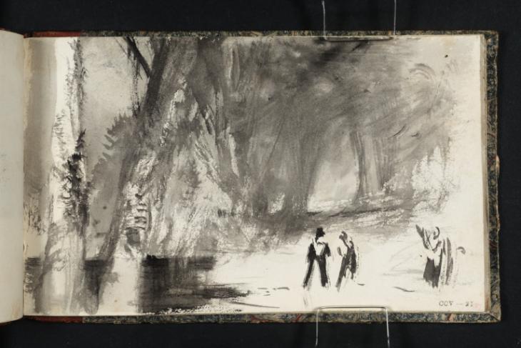 Joseph Mallord William Turner, ‘A Wooded Landscape, with Figures beside Water’ c.1823-4