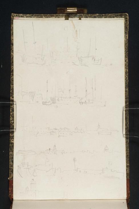 Joseph Mallord William Turner, ‘Shipping off Portsmouth with the Vulcan Block, Cathedral and Square Tower Semaphore Station’ ?1824