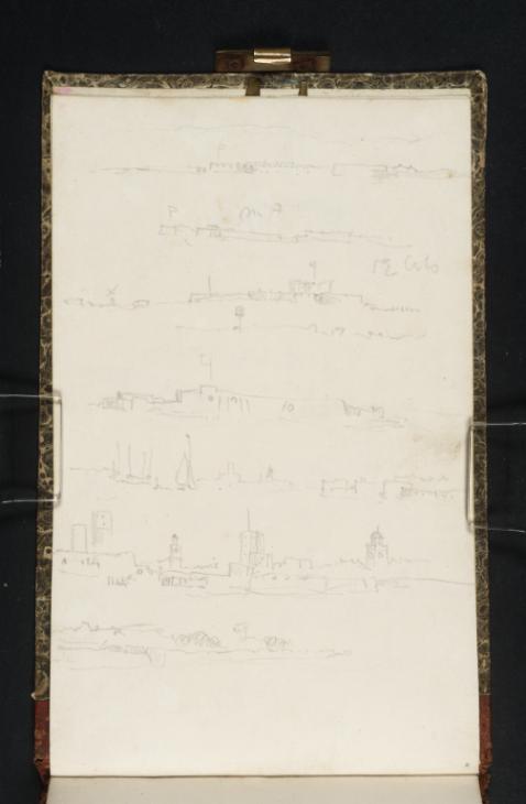 Joseph Mallord William Turner, ‘Defences around Portsmouth, with the Square Tower Semaphore Station and Other Buildings’ ?1824