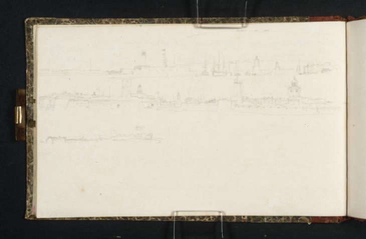 Joseph Mallord William Turner, ‘Gosport and Portsmouth from the Sea; Portsmouth Harbour with the Square Tower Semaphore Station and Other Buildings’ ?1824