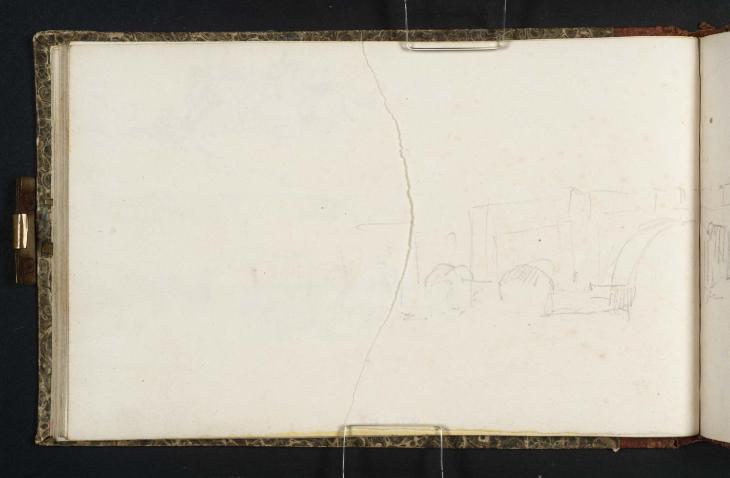 Joseph Mallord William Turner, ‘A Coffer-Dam and Piledrivers on the River Thames above Old London Bridge, with the Shot Tower Beyond’ 1824