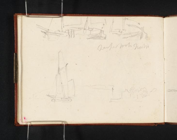 Joseph Mallord William Turner, ‘A Yacht off the East Cowes Headland; Cowes Castle; Studies of Sailing Boats’ 1827