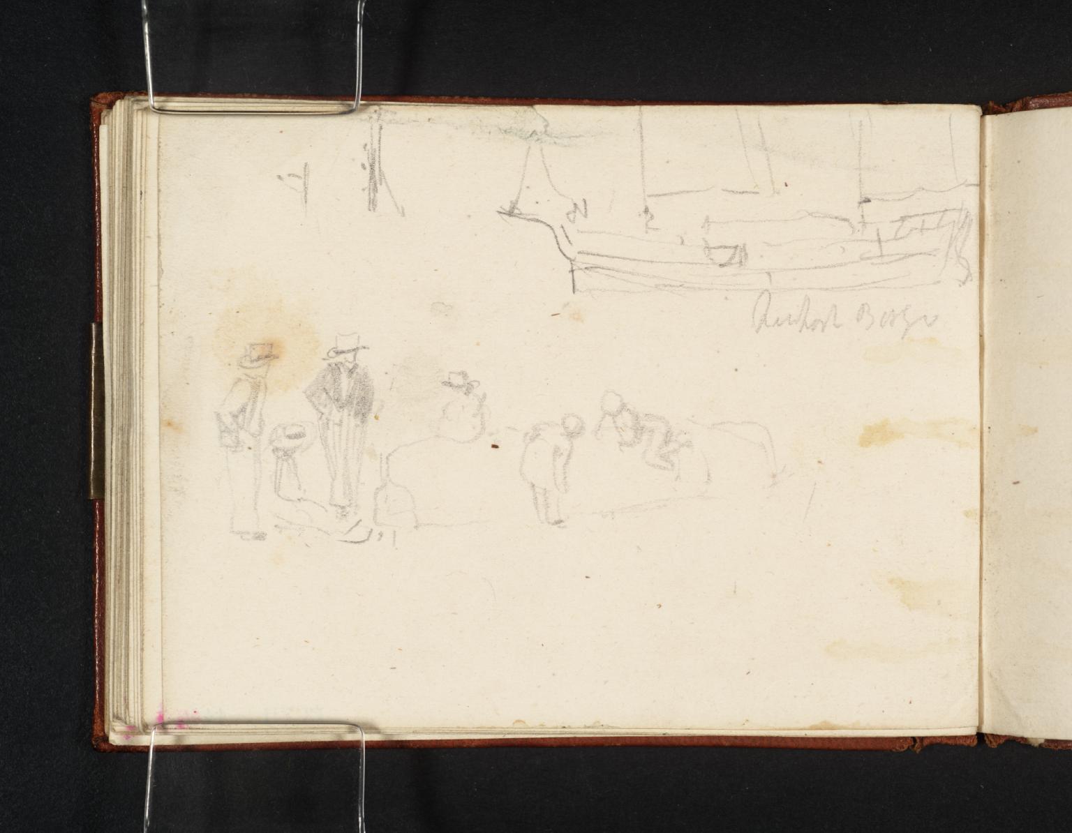 A ?Newport Barge [Turner]; Also Group of Children Playing on an Upturned Boat