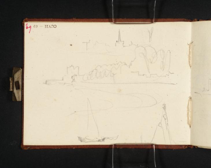 Joseph Mallord William Turner, ‘?The Spire of Holyrood Church, Southampton; Buildings beside Water, Possibly at Cowes’ 1827