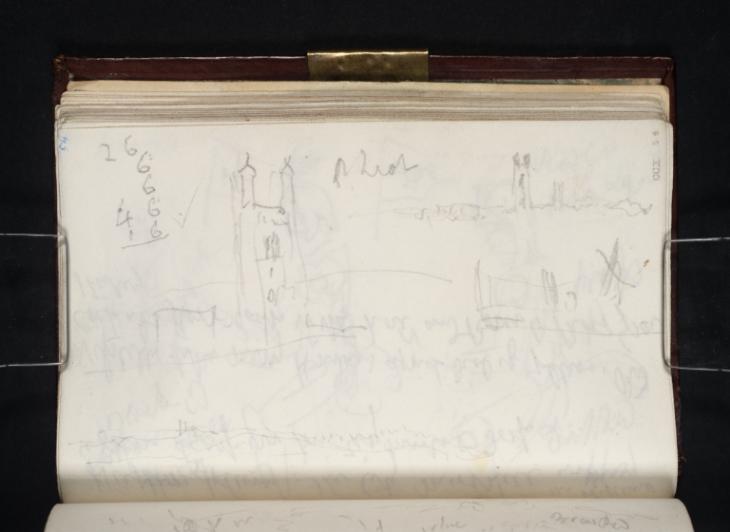 Joseph Mallord William Turner, ‘?Armley Church, near Leeds; Calculations’ c.1824