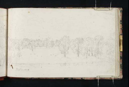 Joseph Mallord William Turner, ‘Mansion, with Trees, on Eminence, with River in Foreground’ 1821