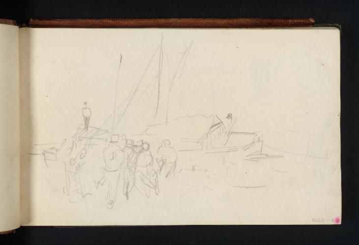 Joseph Mallord William Turner, ‘A Barge, with Sails and a Group of Figures’ c.1825