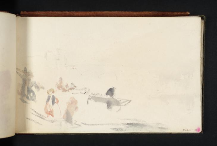 Joseph Mallord William Turner, ‘A Riverside Scene with Figures and a Bridge’ c.1825