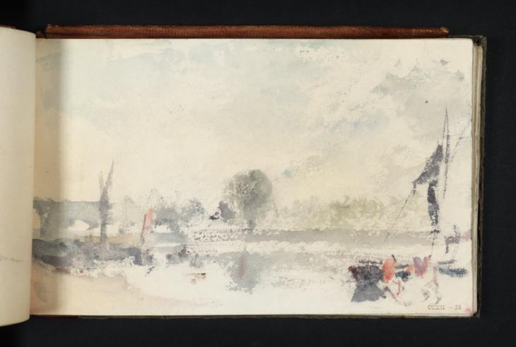 Joseph Mallord William Turner, ‘A River Scene, with Thames Barges’ c.1825
