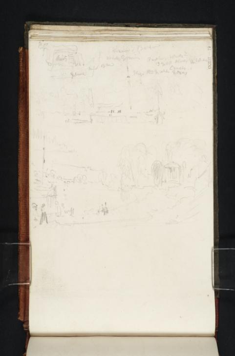 Joseph Mallord William Turner, ‘?A Ceremonial Barge, Possibly on the River Thames at Isleworth; Figures near a Riverside Pavilion’ c.1825